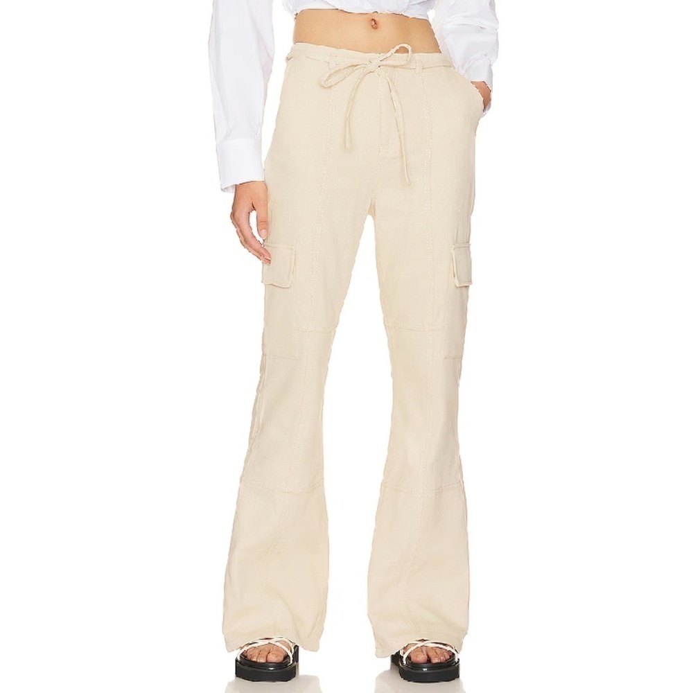 Lovers + Friends Women's Cream Beige Ollie Cargo Trouser Flare Leg Size XS, NWT